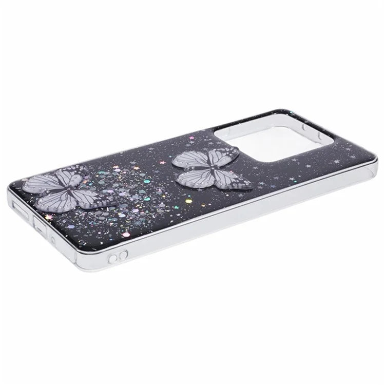 WANLONFENG AW Series for Xiaomi Redmi Note 13 5G Case Butterfly Epoxy TPU Sparkle Phone Cover with Screen Film