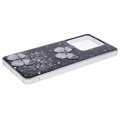 WANLONFENG AW Series for Xiaomi Redmi Note 13 5G Case Butterfly Epoxy TPU Sparkle Phone Cover with Screen Film