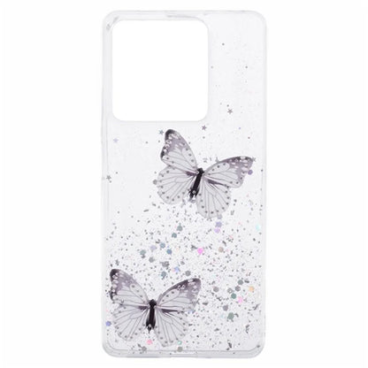WANLONFENG AW Series for Xiaomi Redmi Note 13 5G Case Butterfly Epoxy TPU Sparkle Phone Cover with Screen Film