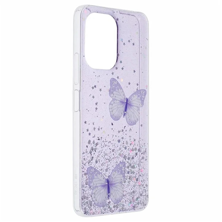 WANLONFENG AW Series for Xiaomi Redmi 13R 5G / 13C 4G / 5G / Poco C65 4G / M6 5G Case PVC Butterfly TPU Phone Cover with Screen Film