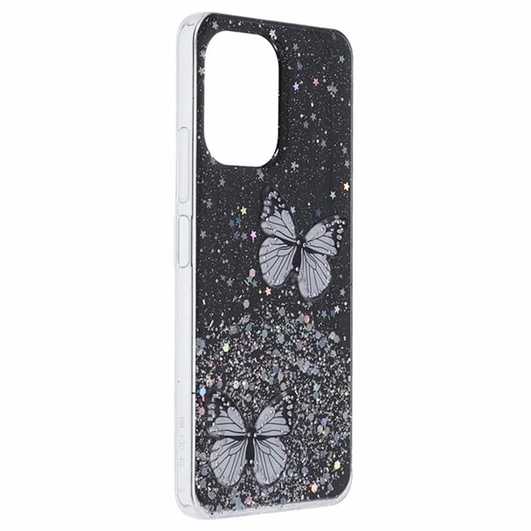 WANLONFENG AW Series for Xiaomi Redmi 13R 5G / 13C 4G / 5G / Poco C65 4G / M6 5G Case PVC Butterfly TPU Phone Cover with Screen Film