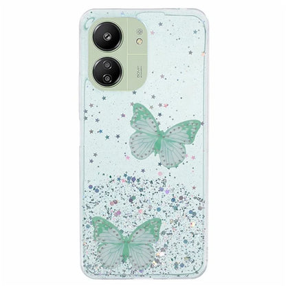 WANLONFENG AW Series for Xiaomi Redmi 13R 5G / 13C 4G / 5G / Poco C65 4G / M6 5G Case PVC Butterfly TPU Phone Cover with Screen Film