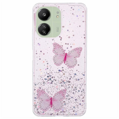 WANLONFENG AW Series for Xiaomi Redmi 13R 5G / 13C 4G / 5G / Poco C65 4G / M6 5G Case PVC Butterfly TPU Phone Cover with Screen Film