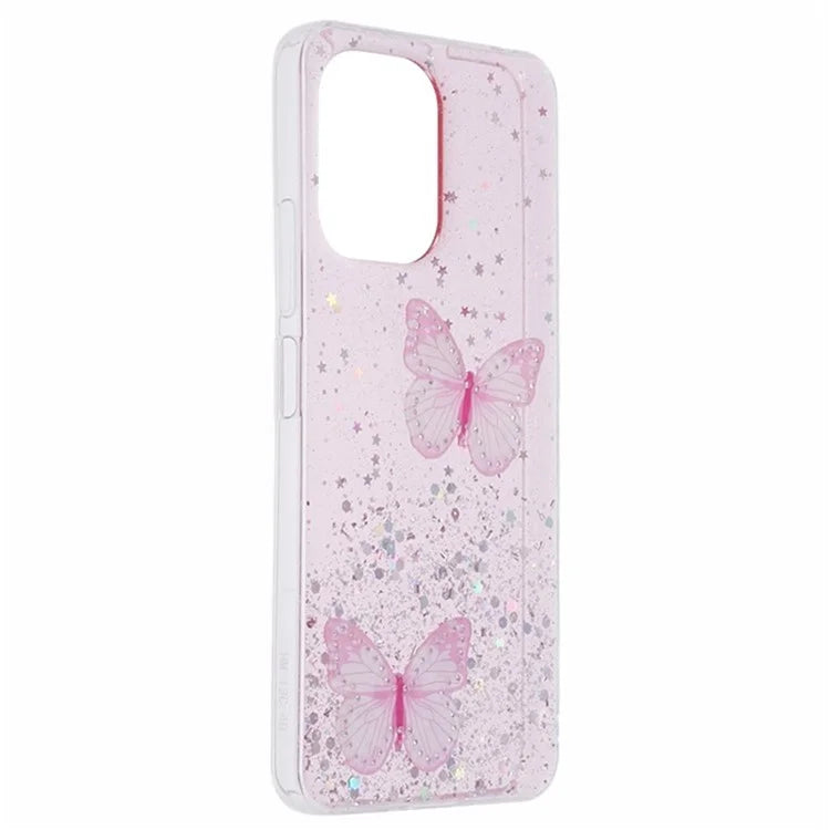 WANLONFENG AW Series for Xiaomi Redmi 13R 5G / 13C 4G / 5G / Poco C65 4G / M6 5G Case PVC Butterfly TPU Phone Cover with Screen Film