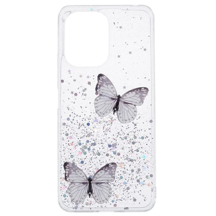 WANLONFENG AW Series for Xiaomi Redmi 13R 5G / 13C 4G / 5G / Poco C65 4G / M6 5G Case PVC Butterfly TPU Phone Cover with Screen Film