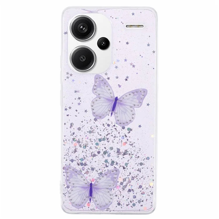 WANLONFENG AW Series for Xiaomi Redmi Note 13 Pro+ 5G Case TPU Phone Cover with Screen Film 3D Butterfly Bling