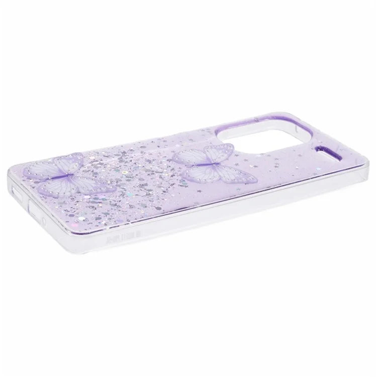 WANLONFENG AW Series for Xiaomi Redmi Note 13 Pro+ 5G Case TPU Phone Cover with Screen Film 3D Butterfly Bling