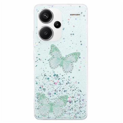 WANLONFENG AW Series for Xiaomi Redmi Note 13 Pro+ 5G Case TPU Phone Cover with Screen Film 3D Butterfly Bling