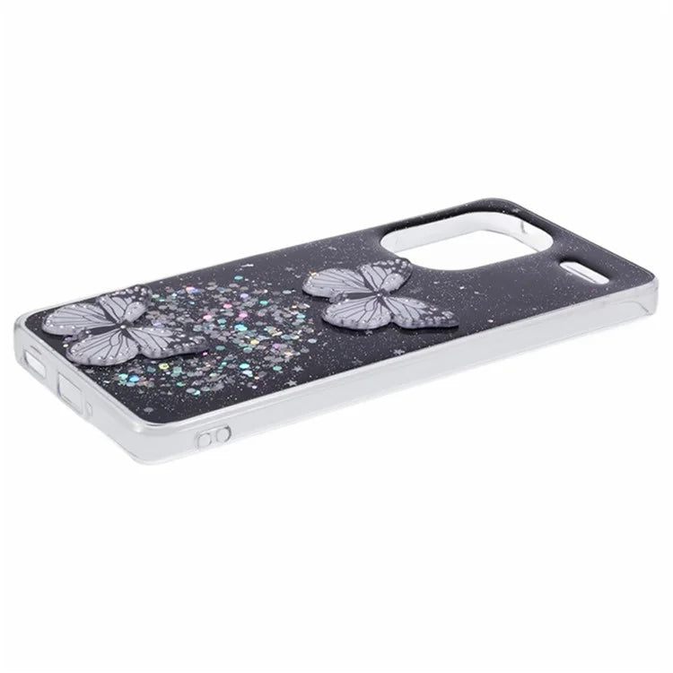 WANLONFENG AW Series for Xiaomi Redmi Note 13 Pro+ 5G Case TPU Phone Cover with Screen Film 3D Butterfly Bling