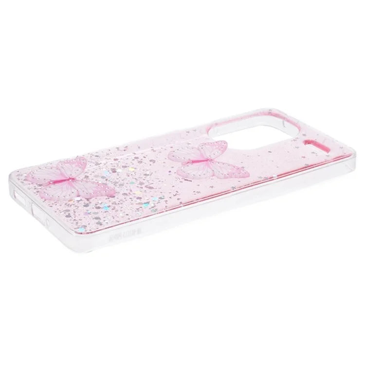WANLONFENG AW Series for Xiaomi Redmi Note 13 Pro+ 5G Case TPU Phone Cover with Screen Film 3D Butterfly Bling