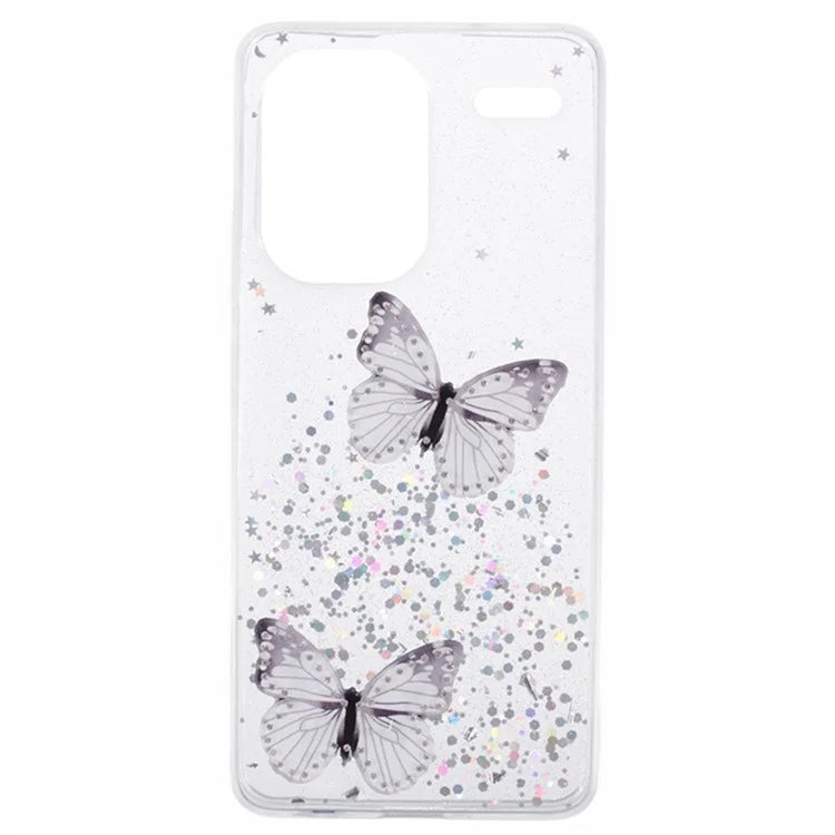 WANLONFENG AW Series for Xiaomi Redmi Note 13 Pro+ 5G Case TPU Phone Cover with Screen Film 3D Butterfly Bling