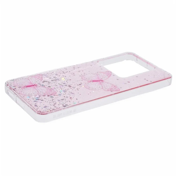WANLONFENG AW Series for Xiaomi Poco X6 5G / Redmi Note 13 Pro 5G Case with Screen Film TPU Phone Cover PVC Butterfly Epoxy