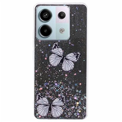 WANLONFENG AW Series for Xiaomi Poco X6 5G / Redmi Note 13 Pro 5G Case with Screen Film TPU Phone Cover PVC Butterfly Epoxy