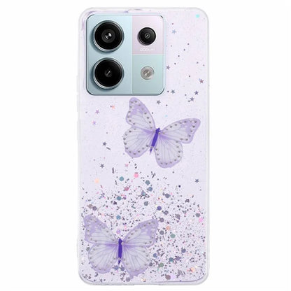 WANLONFENG AW Series for Xiaomi Poco X6 5G / Redmi Note 13 Pro 5G Case with Screen Film TPU Phone Cover PVC Butterfly Epoxy