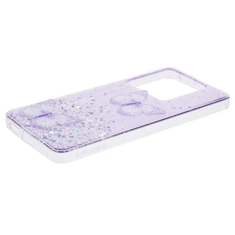 WANLONFENG AW Series for Xiaomi Poco X6 5G / Redmi Note 13 Pro 5G Case with Screen Film TPU Phone Cover PVC Butterfly Epoxy