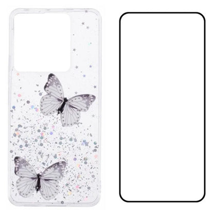 WANLONFENG AW Series for Xiaomi Poco X6 5G / Redmi Note 13 Pro 5G Case with Screen Film TPU Phone Cover PVC Butterfly Epoxy