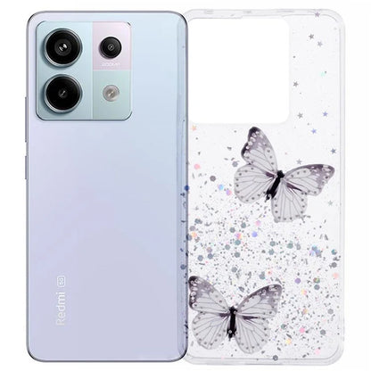 WANLONFENG AW Series for Xiaomi Poco X6 5G / Redmi Note 13 Pro 5G Case with Screen Film TPU Phone Cover PVC Butterfly Epoxy
