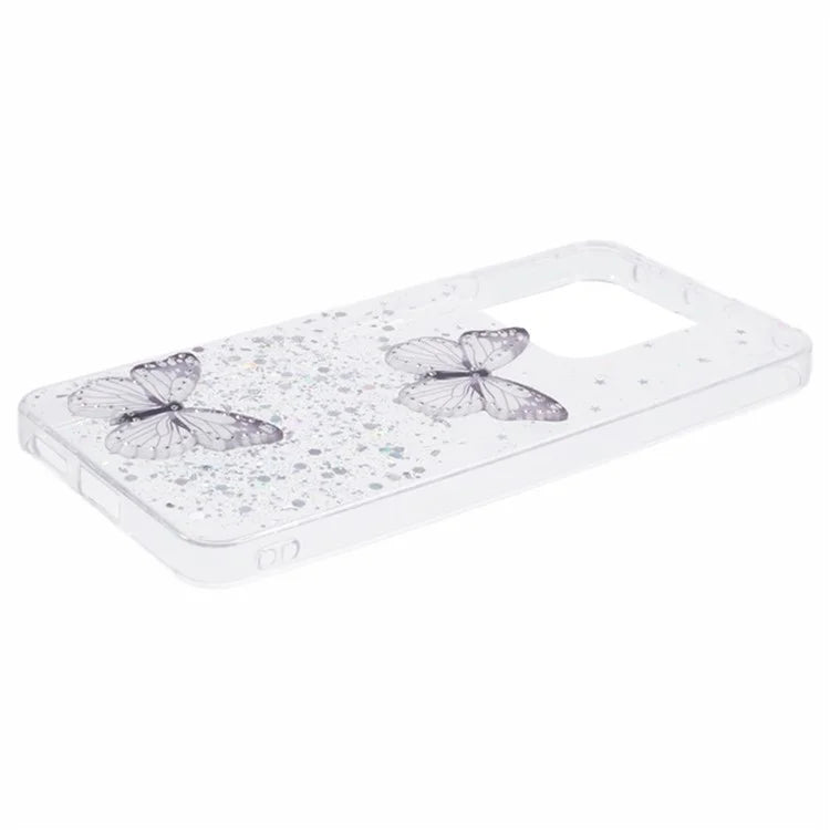 WANLONFENG AW Series for Xiaomi Poco X6 5G / Redmi Note 13 Pro 5G Case with Screen Film TPU Phone Cover PVC Butterfly Epoxy