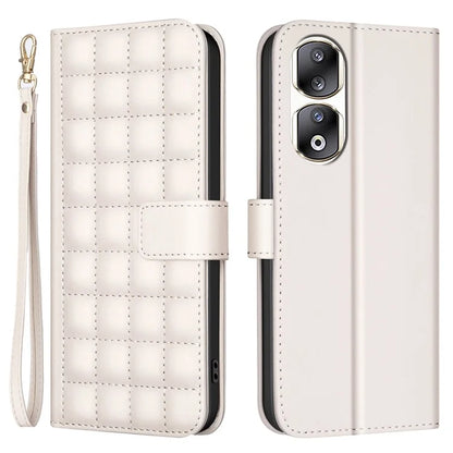 BINFEN COLOR BF34 for Honor 90 Pro Wallet Case Square Grid Leather Stand Cover