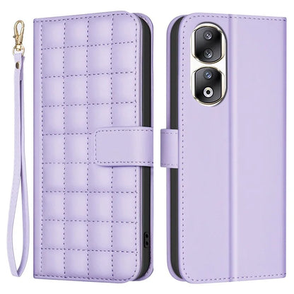 BINFEN COLOR BF34 for Honor 90 Pro Wallet Case Square Grid Leather Stand Cover