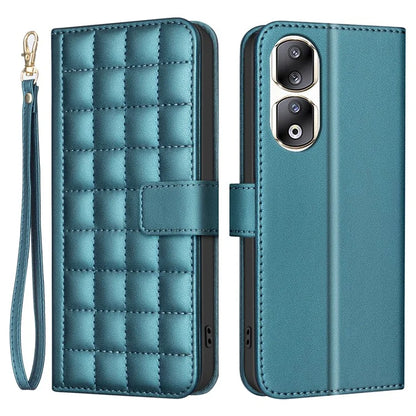BINFEN COLOR BF34 for Honor 90 Pro Wallet Case Square Grid Leather Stand Cover