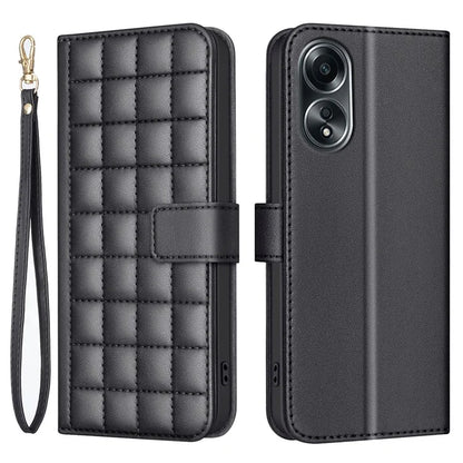 BINFEN COLOR BF34 for Oppo A58 4G Case Square Grid Pattern Leather Wallet Phone Cover