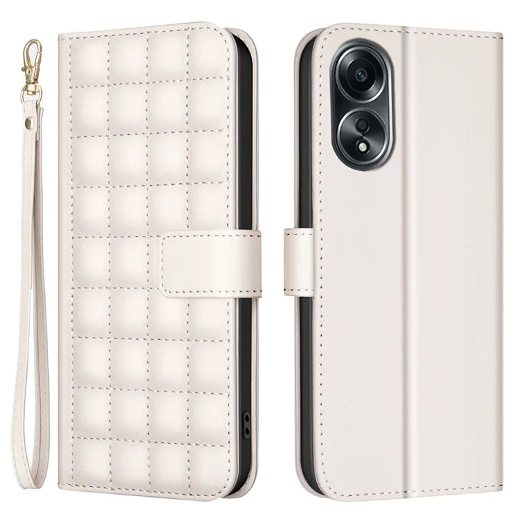 BINFEN COLOR BF34 for Oppo A58 4G Case Square Grid Pattern Leather Wallet Phone Cover