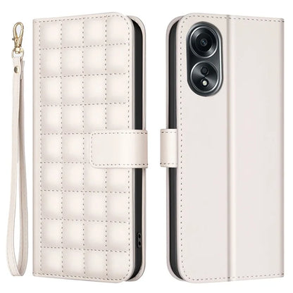 BINFEN COLOR BF34 for Oppo A58 4G Case Square Grid Pattern Leather Wallet Phone Cover