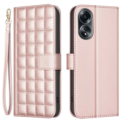 BINFEN COLOR BF34 for Oppo A58 4G Case Square Grid Pattern Leather Wallet Phone Cover