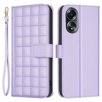 BINFEN COLOR BF34 for Oppo A58 4G Case Square Grid Pattern Leather Wallet Phone Cover