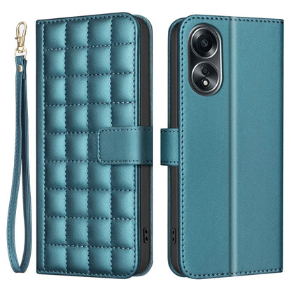 BINFEN COLOR BF34 for Oppo A58 4G Case Square Grid Pattern Leather Wallet Phone Cover
