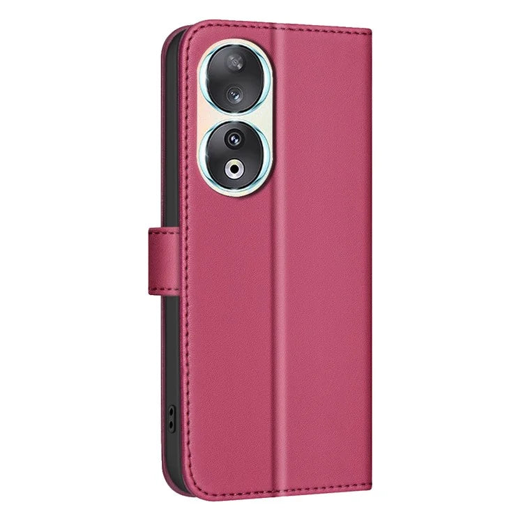 BINFEN COLOR BF34 for Honor 90 Case Square Grid Leather Wallet Cover with Hand Strap