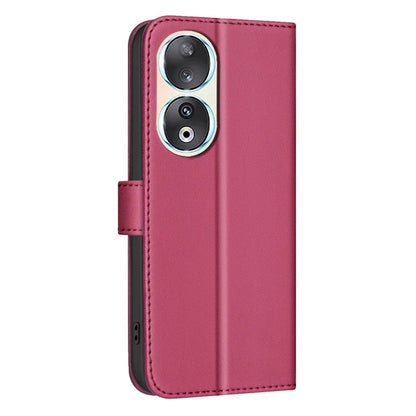 BINFEN COLOR BF34 for Honor 90 Case Square Grid Leather Wallet Cover with Hand Strap