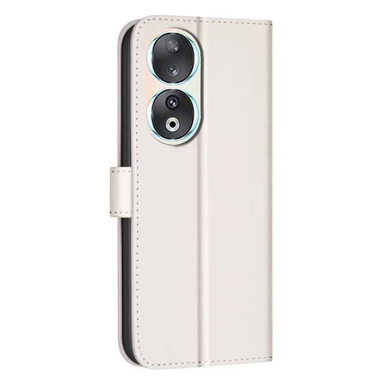 BINFEN COLOR BF34 for Honor 90 Case Square Grid Leather Wallet Cover with Hand Strap