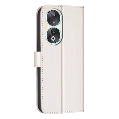 BINFEN COLOR BF34 for Honor 90 Case Square Grid Leather Wallet Cover with Hand Strap