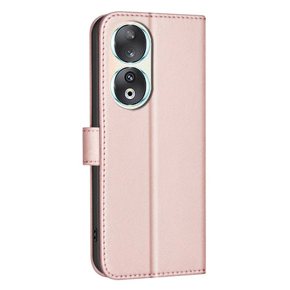 BINFEN COLOR BF34 for Honor 90 Case Square Grid Leather Wallet Cover with Hand Strap