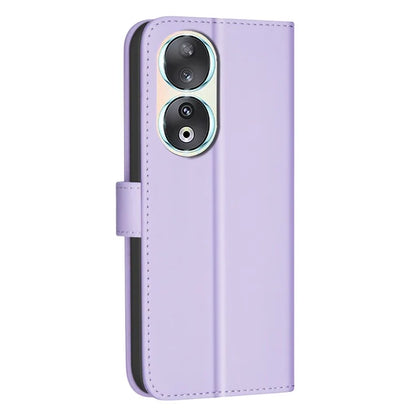 BINFEN COLOR BF34 for Honor 90 Case Square Grid Leather Wallet Cover with Hand Strap