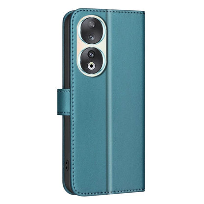 BINFEN COLOR BF34 for Honor 90 Case Square Grid Leather Wallet Cover with Hand Strap