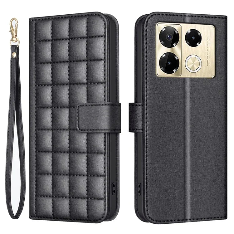 BINFEN COLOR BF34 for Infinix Note 40 Pro 4G / 5G / Note 40 Pro+ Leather Case Square Grid Pattern