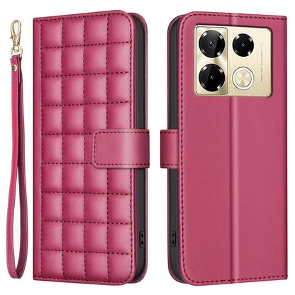 BINFEN COLOR BF34 for Infinix Note 40 Pro 4G / 5G / Note 40 Pro+ Leather Case Square Grid Pattern