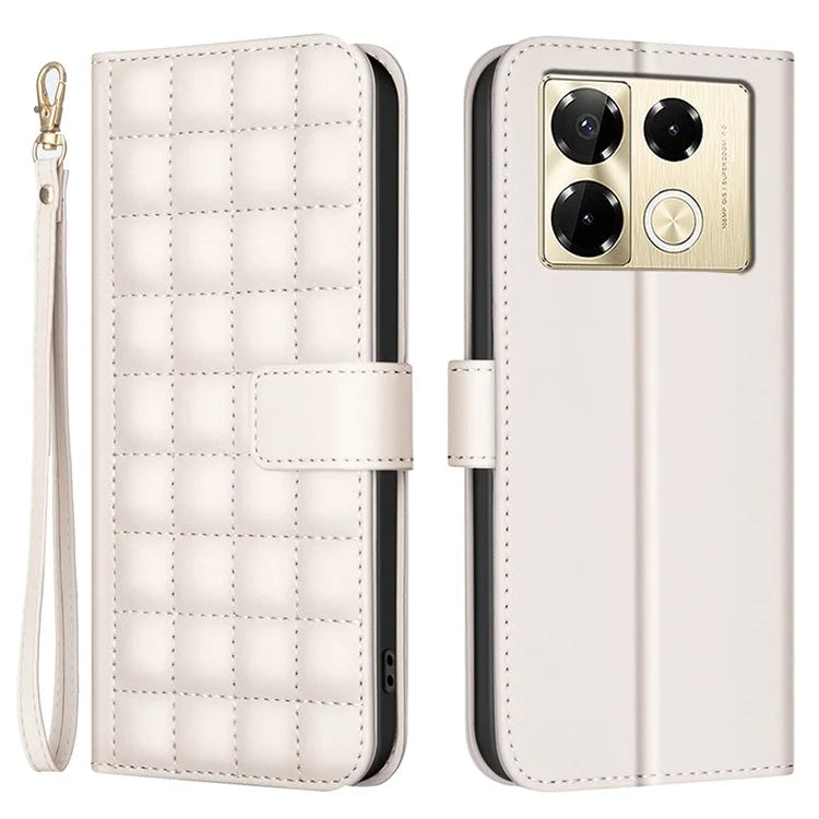 BINFEN COLOR BF34 for Infinix Note 40 Pro 4G / 5G / Note 40 Pro+ Leather Case Square Grid Pattern