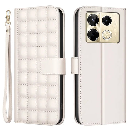 BINFEN COLOR BF34 for Infinix Note 40 Pro 4G / 5G / Note 40 Pro+ Leather Case Square Grid Pattern