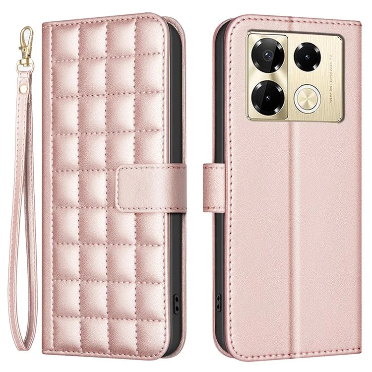 BINFEN COLOR BF34 for Infinix Note 40 Pro 4G / 5G / Note 40 Pro+ Leather Case Square Grid Pattern
