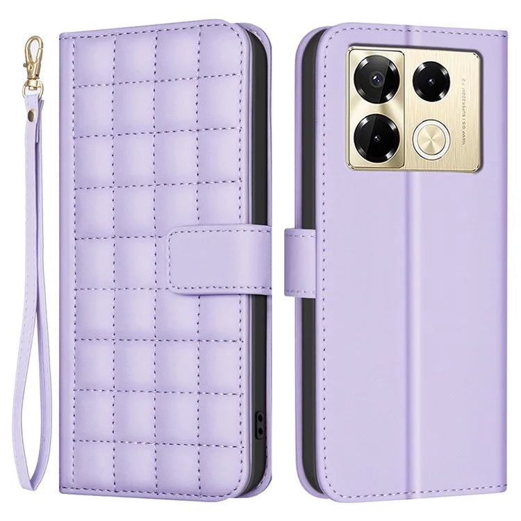 BINFEN COLOR BF34 for Infinix Note 40 Pro 4G / 5G / Note 40 Pro+ Leather Case Square Grid Pattern