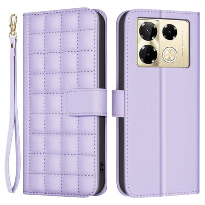 BINFEN COLOR BF34 for Infinix Note 40 Pro 4G / 5G / Note 40 Pro+ Leather Case Square Grid Pattern