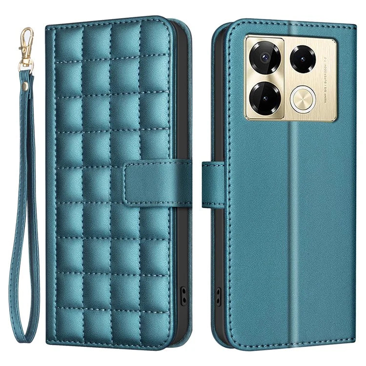 BINFEN COLOR BF34 for Infinix Note 40 Pro 4G / 5G / Note 40 Pro+ Leather Case Square Grid Pattern