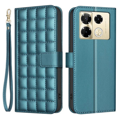 BINFEN COLOR BF34 for Infinix Note 40 Pro 4G / 5G / Note 40 Pro+ Leather Case Square Grid Pattern