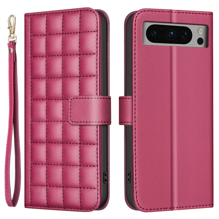 BINFEN COLOR BF34 for Google Pixel 8 Pro Case Leather Phone Cover Square Grid Pattern