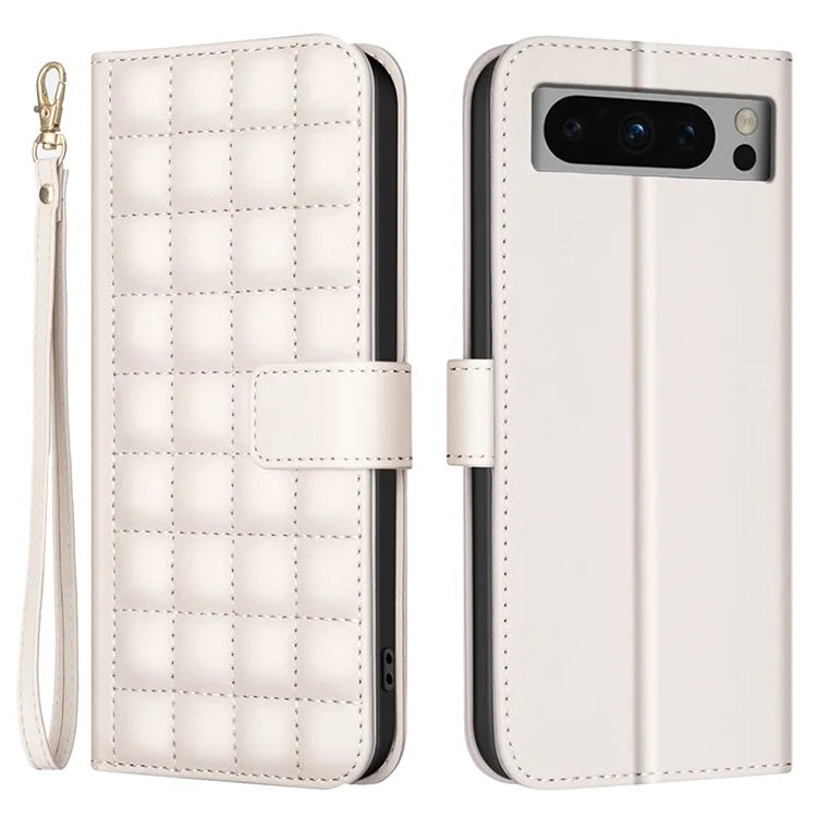 BINFEN COLOR BF34 for Google Pixel 8 Pro Case Leather Phone Cover Square Grid Pattern