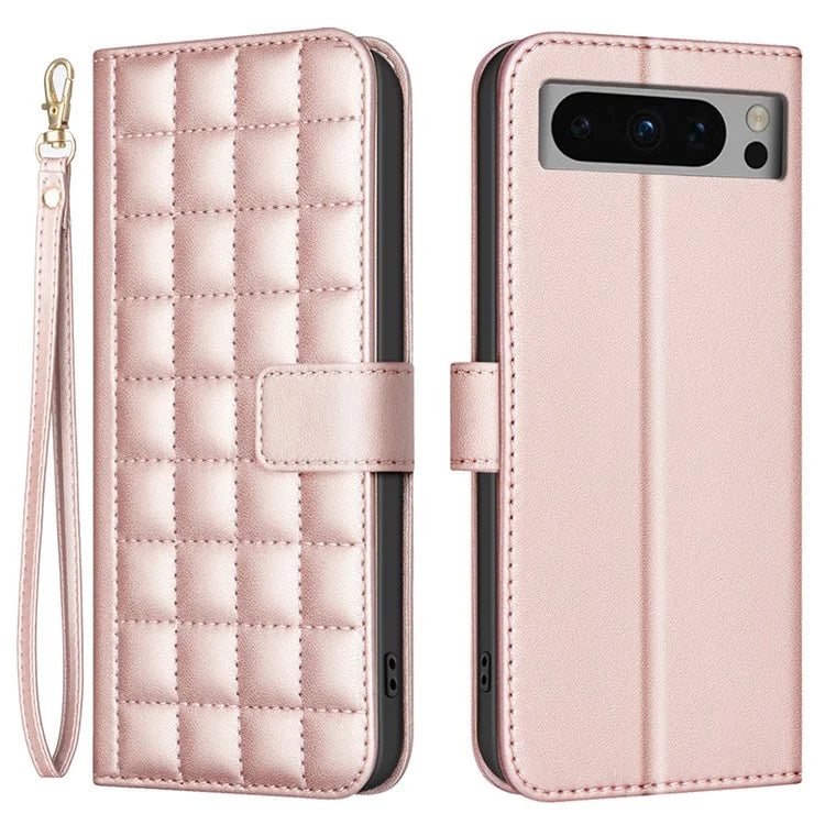 BINFEN COLOR BF34 for Google Pixel 8 Pro Case Leather Phone Cover Square Grid Pattern
